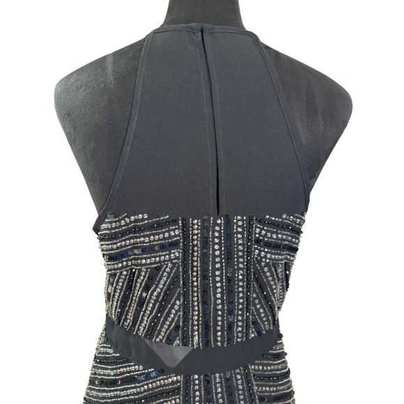 Parker Taha Silk Sequin Dress Halter Neck Sleeveless Party Cocktail‎ Black - Picture 9 of 13